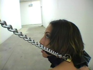 Freaky girl on a leash