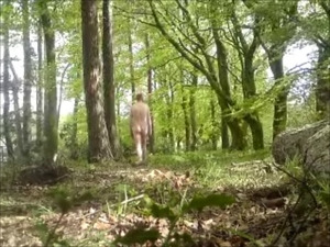 Nude in Public - Walking in woods