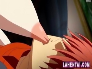 Yummy blue-haired hentai chick gets her tits sucked and her slimy slit fucked