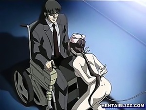 Bondage hentai nurse gets shoving dildo by doctor