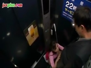 Amateur Japanese bimbo gets screwed in the kitchen and the elevator