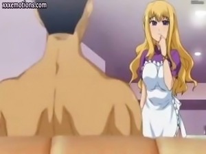 Blonde hentai maid with huge tits is getting her pussy drilled