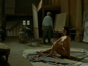 An erotic and sensuous scene from the French movie "La Belle Noiseuse"