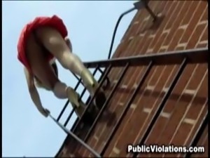 Blonde amateur fucked on the roof