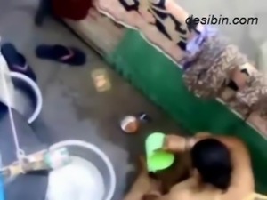 Desi maid taking bath captured using mobile camera