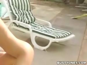 Hot blonde is with her man by the pool and he bangs her pussy