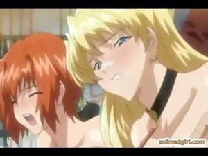 Busty redhead and blonde animated tranny bitches get bound and hammered