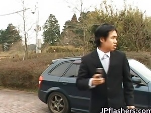 Japanese flasher gets some hard core sex
