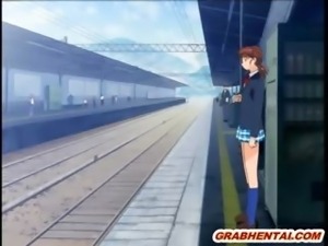 Coed hentai gets ass injection and assfucked in the train