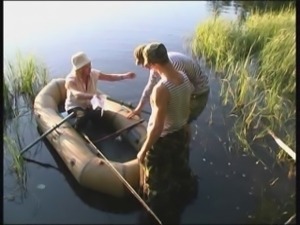 Young guys while fishing fuck old woman