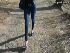 Horny amateur brunette Katarina gets easily talked into public sex free