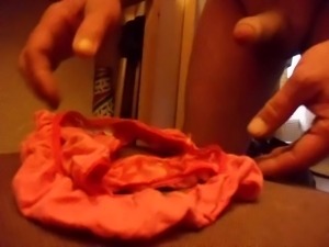 cumming in the little panties and then licking them
