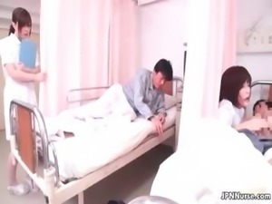 Horny Japanese nurse sucking off