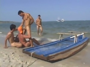 Hot gay threesome fucking on the beach free