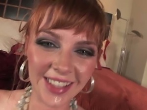 Nerdy redhead marie mccray fucks for facial
