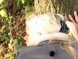 Blonde Being Naughty Outdoors Point Of View