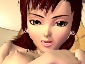 Slutty 3D hentai chick takes a giant dick