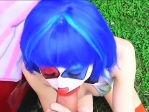 Stranded teen clown Mikayla Mico fucks stranger in public