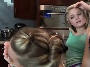 Lesbian Worshipping Feet In The Kitchen