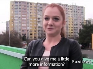Redhead Czech student banged in public pov