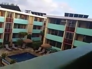 Blowjob and cumshot in a balcony