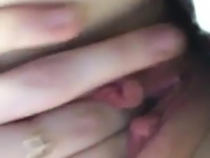 Fingering herself and taste her creamy pussy