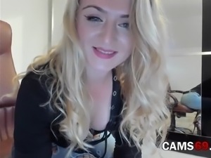 Blonde Girl Blue Eyes Smoking on Webcam