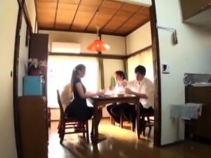 Sexy slender Japanese wife hangs on for a hardcore threesome
