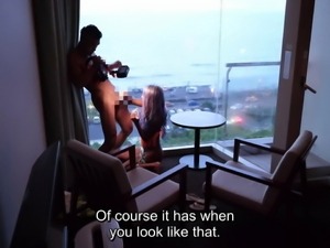 Japanese gyaru private sex video against ocean sunset