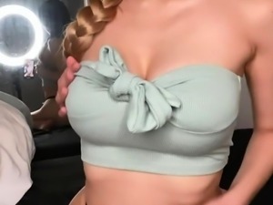 Brunette seductress working her big boobs and hot ass