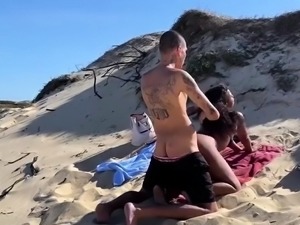 Latina milf enjoying wild ride of fucking on the beach